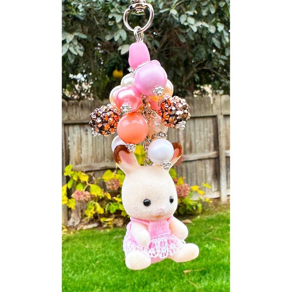 Calico Critters Pink Baby Bunny Keychain Purse Bag Charm - Picture 3 of 7